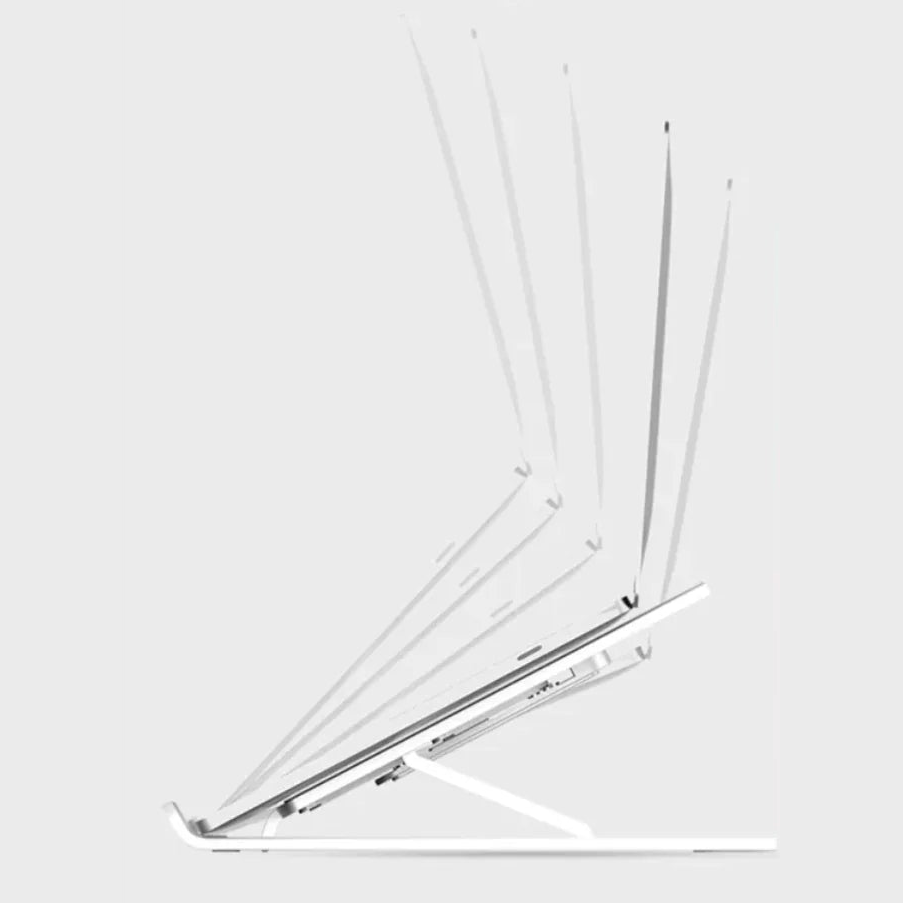 Adjustable Laptop Cooling Stand from the side, with a laptop shown at several tilt positions